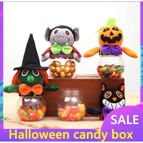 Halloween Decorations Candy Box Ghost Festival Atmosphere Decoration Gift Box Cat Pumpkin Plastic Creative Black