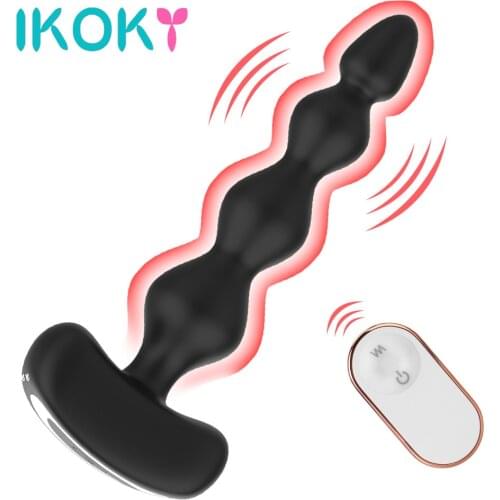 IKOKY Clitoris Stimulator Anal Beads Vibrator Remote Control Female Masturbation 9 Speed Male Prostate Massager Butt Plug