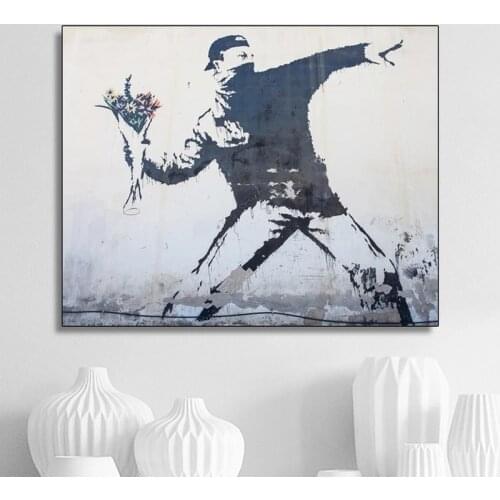Classic Graffiti By Banksy Art Canvas Painting & Calligraphy Nordic Fashion Posters and Prints Home Decoration Wall Art Picture