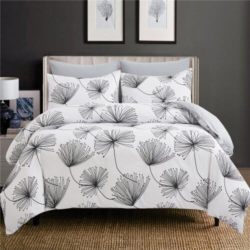 Luxury Double Bed Duvet cover Dandelion White Quilt Cover Bed Housse De Couette Twin Single Queen Size Floral Bedding Sets