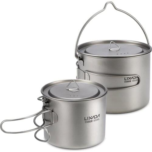 Lixada Ultralight Titanium Cup Mug Portable Hanging Pot Outdoor Camping Picnic Water Mug Cup Tableware Cookware with Lid