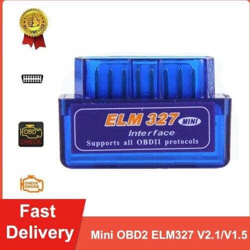 Mini OBD2 ELM327 V2.1/V1.5 Bluetooth Auto Scanner 12-24V Automobile Fault Detector Car Tester Diagnostic Tool For iOS Android