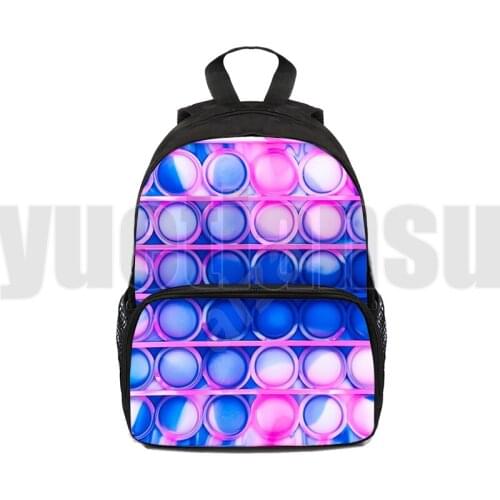 Fashion POP It Backpack 3D Printed Family Games Pop Fidget Mini Bag Anime Children Bag Kids 12/16 Inch Bookbag for Kindergarten