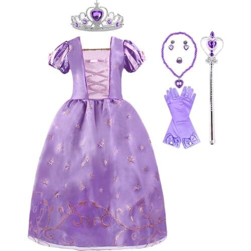 Rapunzel Dresses Children Makeup Princess Dresses for Baby Girls Rapunzel Party Cosplay Costumes Kids Birthday Party Dresses