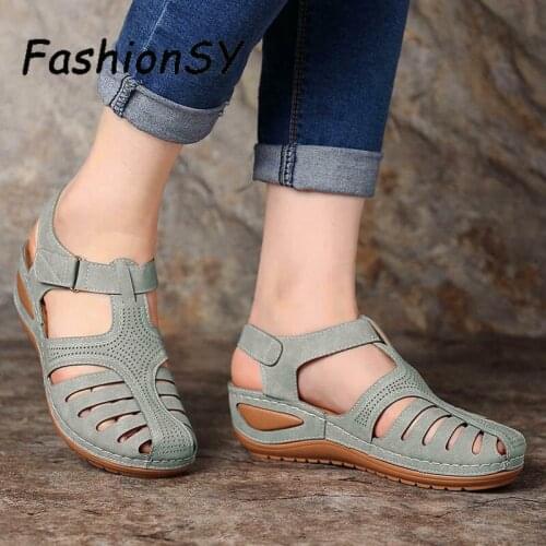 Summer Women Sandals Ladies Girls Comfortable Leisure shoes Ankle Hollow Round Toe Sandals Soft Sole Shoes woman
