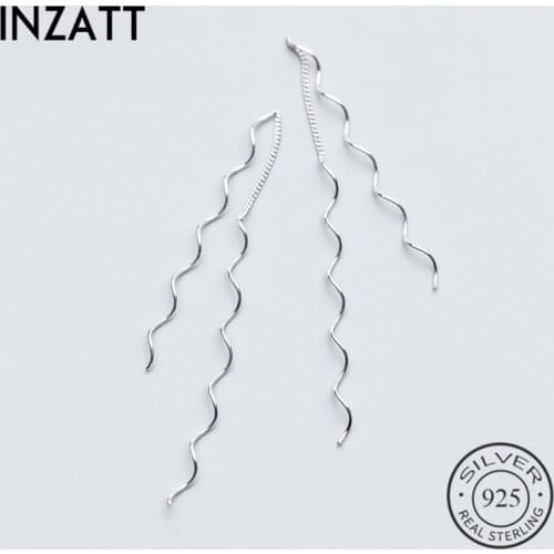 INZATT Elegant Temperament Geometric Spiral Bar Dangle Drop Earrings Real 925 Sterling Silver Fine Jewelry For Women Boho Gift