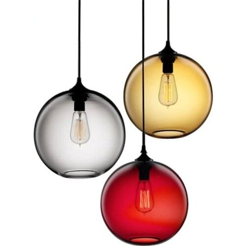 Modern Creative Colorful Glass Pendant Lamp Simple LED Hanging Lights for Living Room Restaurant Bar Cafe Home Lighting Decor