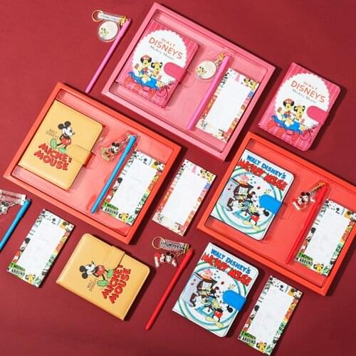 Disney 2021 Mickey Minnie Storage Bag+Cartoon Notebook + Cartoon Pen Stationery Set Student school supplies Office stationery