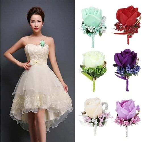 Wedding Corsage Men Wedding Rustic Boutonniere White Bridal Wrist Corsage Bridesmaid Groomsmen Party Meeting Personal Decoration