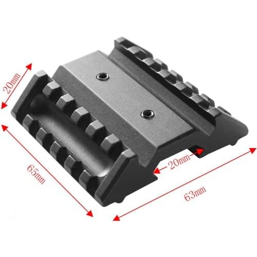 Tactical Scope Mount 45 Degree Offset Optics Mount Flat Top Dual Side 6 Slot 20mm Picatinny Rail Base Mount Fit Laser Flashlight