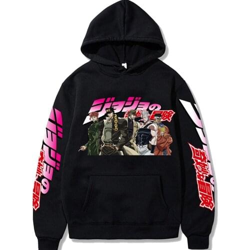 New Winter AnimeJojo Bizarre Adventure Design Print Mens Hoodies Sweatshirts Men Women Streetwear Funny Hoody Clothes