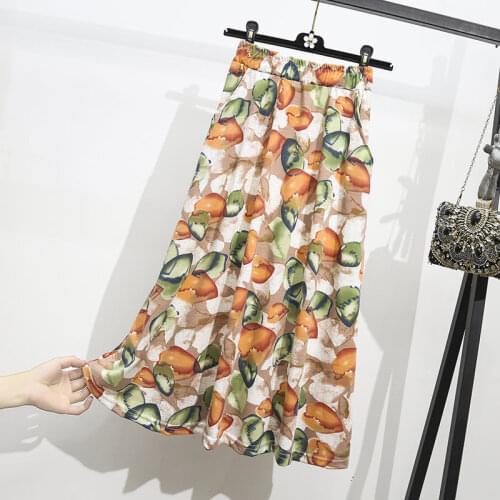 Ginzagirl Newst Women Fashion Floral High Waist Pocket Chiffon Maxi Skirts Ladies Casual Pleated Long Skirt