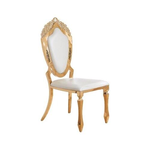 Factory direct dining chair Modern simple light luxury hotel European Style advanced stainless steel white leather back chair