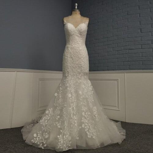 Elegant Mermaid Wedding Dress Sheer Neck Sleeveless Cut Out Open Back Zipper up Bridal Gowns with Court Train