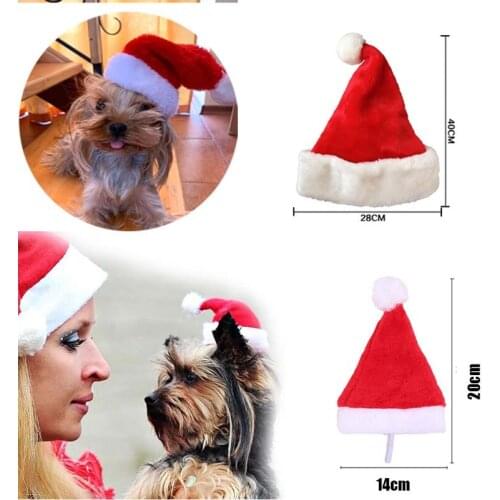 Winter Dog & Women Red Santa Claus Christmas Hats Warm Puppy Hat with Ball Plush cloth Headwear for Puppy Xmas Supplies