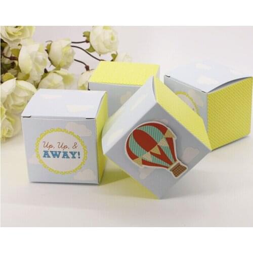 100Pcs European Lovely Light Blue Square Ballon Wedding Favors Candy Box Paper Gifts Box Chocolate Boxes