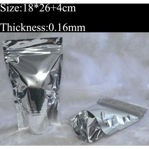 100pcs 18*26+4cm StandUp Aluminum foil Zipper Plastic Bag ,Standup ziplock plastic bag FreeShipping