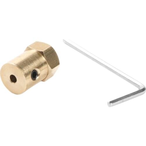 3mm/4mm/5mm/6mm/7mm/8mm Hex Connector Brass Flexible Motor Shaft Coupler Coupling with Screw Wrench