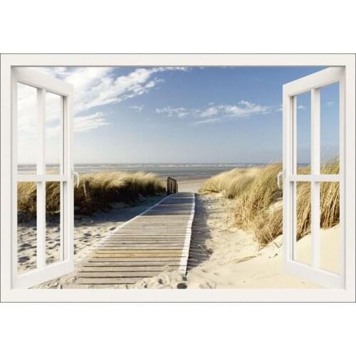 Kexinzu 5D Diy Diamond Painting Cross Stitch "Beach Sea Outside The Window" Full Square Diamond Embroidery Mosaic Crafts Gift