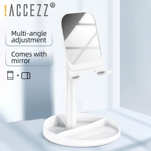 !ACCEZZ Retractable Bracket With Mirror Phone Stand For iPhone 11 8 Samsung Xiaomi Tablet For ipad Pro Telescopic Support Holder