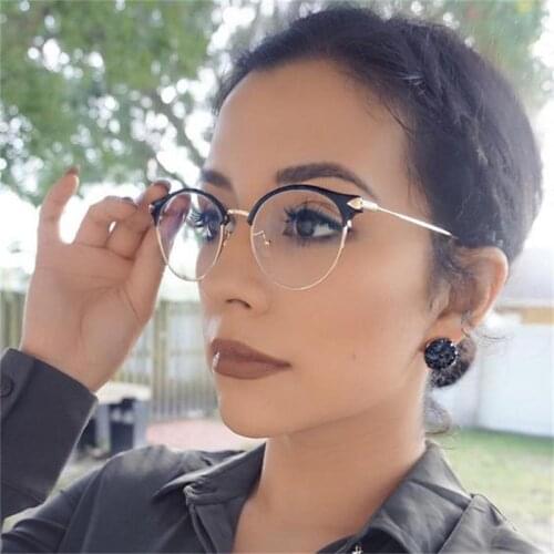Large Retro Round Blue Filter Glasses Clear Lens Metal Frame Eyewear Optical Spectacles Eyeglasses arrow Blue Light Glasses