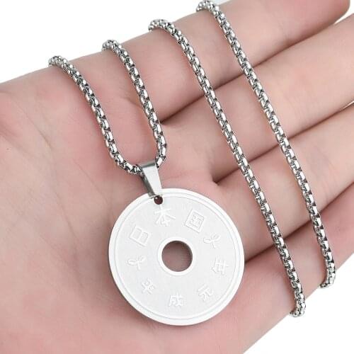 Cxwind Stainless Steel Women Lucky Japanese Coin Pendant Necklace collares de moda Boho Geometric Collier Charm Jewelry Gift