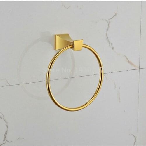 Vidric High Quality Bath Room Accessories Rings Of Gold Towel Holder 100% Guarantee Brass Bathroom Accessory Square Single Towel