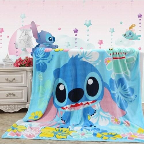 Disney Blue Stilch Red Spiderman Cars Cute Pattern Flannel Plush Blanket on Bed Sofa Children Children Gifts Bedroom Decor