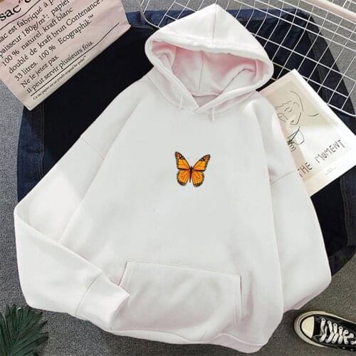 Butterfly Print Unisex Hoodies Aesthetic Hoodie Crewneck Tops Autumn Womens Clothing Girlfriend Gift Oversized Tops Hoodies