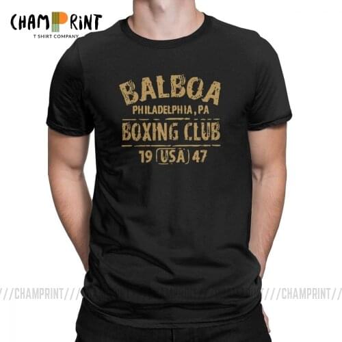 Rocky Balboa Tees Boxing Club Gloves 1947 T Shirts Mens Pure Cotton Vintage T-Shirt Short Sleeve Clothes Birthday Present