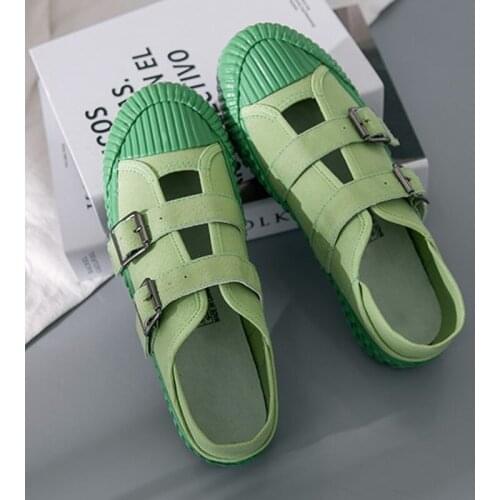 Women Flats Canvas Shoes Summer Sneakers Buckle Strap Soft Comfort Walking Sandals Ladies 2020 Casual Women Shoe Fashion