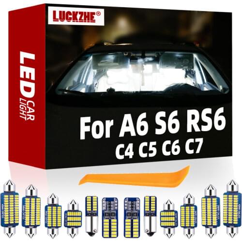 LUCKZHE Canbus For Audi A6 S6 RS6 C5 C6 C7 1998-2016 Vehicle LED Interior Map Reading Dome Trunk Light Kit Car Accessories