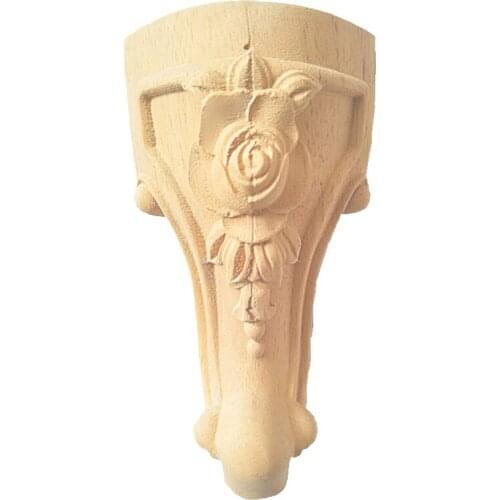 Woodcarving Furniture Vintage Home Decor Garden Decoration Maison Accessories Solid Wood Applique Carved Flower Piece Miniature