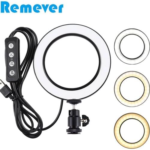 Mini Portable 6.2inches LED Ring Flash Lights with Cold Shoe Ball Head for Tripod Cameras Lamps for Video Bloggers Vloggers