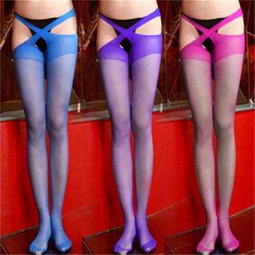 Fashion sexy women tights Solid Suspender Tights Perspective sexy seduction Free off the file cross-panty stockings 7768