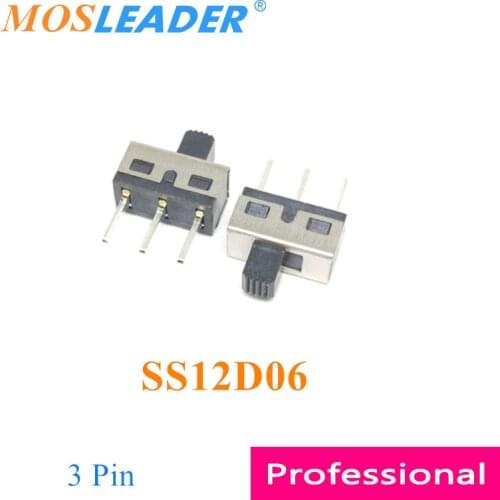 Mosleader 1000pcs 4.7MM SS12D06 SS12D06G5 5MM Handle length Slide switch Toggle switch Straight pin 4.7mm Pin space