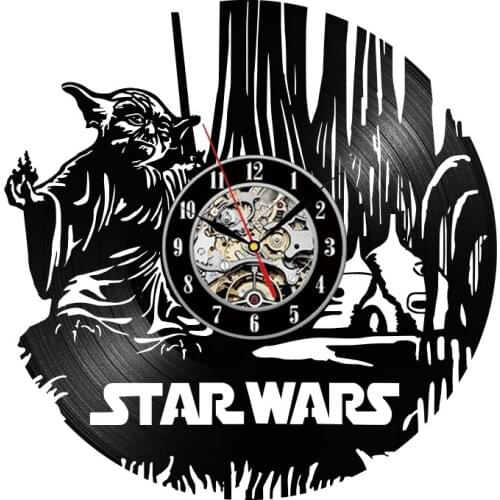 Movie Theme Vinyl Record Wall Clock Silent LED Clocks for Living Room Hanging Clock with 7-color Lights Home Decor