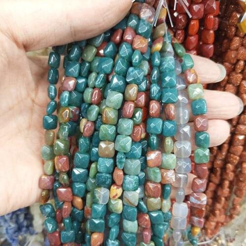 Natural Stone Crystal Aventurine Jewelry Making 8~12mm Square Piece Faceted Loose Beads Beaded DIY Bracelet Necklace Parts 15