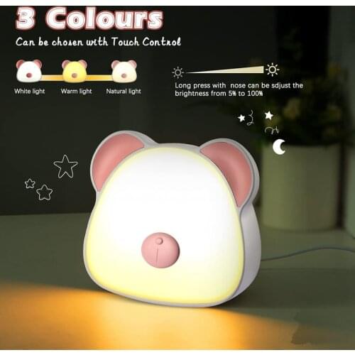Night Light For Kids, Rechargeable Press Control Led Night Lights With Color Change Mode & Stepless Dimming , Portable