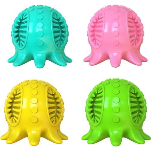 Octopus Shape TPR Molar Toothbrush Ball Chewer Bite Resistant Sounding Toy Dog Molar Ball Bite Rod Pet Tooth Cleaning Supply