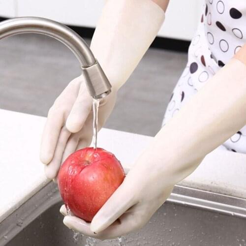1Pair Rubber Dishwashing Gloves Waterproof Durable Magic Cleaning Gloves Kitchen Housework Chores Latex Dish Washing Gloves