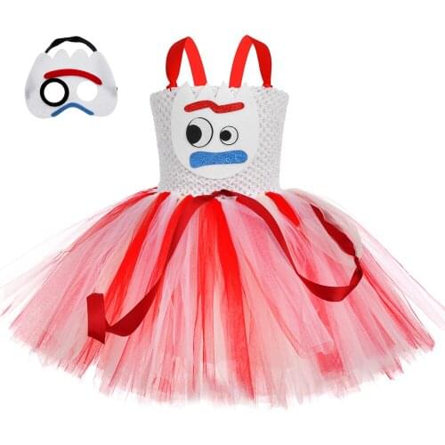 Toy 4 Forky Tutu Dresses for Girls Birthday Party Childrens Dresses Halloween Carnival Costumes for Kids Christmas Outfits 1-14