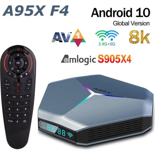 A95X F4 Android 10 RGB Smart TV Box Amlogic S905X4 4GB RAM 32GB 64GB 128GB ROM Support 5G Dual Wifi Set Top Box vs A95X F3 TVBOX