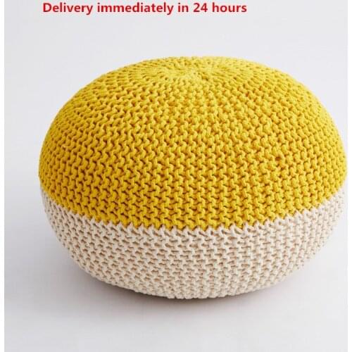Stitched Modern Candy Color Knitted Pouf Ottoman Footrest Stool Chair Floor Cushion Seat Footstool home furniture