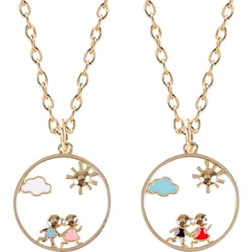 DIY Simple And Fresh Necklace Round Clouds Sun Cartoon Character Pendant 2020 New Ladies Fashion Fun Wild Clavicle Chain Gift