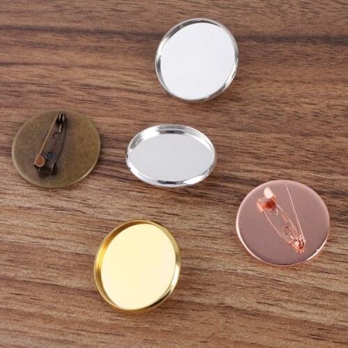Blank Brooch Base Round Curved Bezel Pins Back Brooches Settings Cabochons Findings DIY Metal Badge Pins Jewelry Accessories