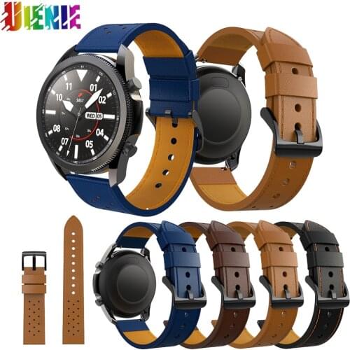 22mm round hole car thread leather strap For Samsung Galaxy Watch 3 45MM Strap Bracelet Watchbands Wristband For galaxy watch 3