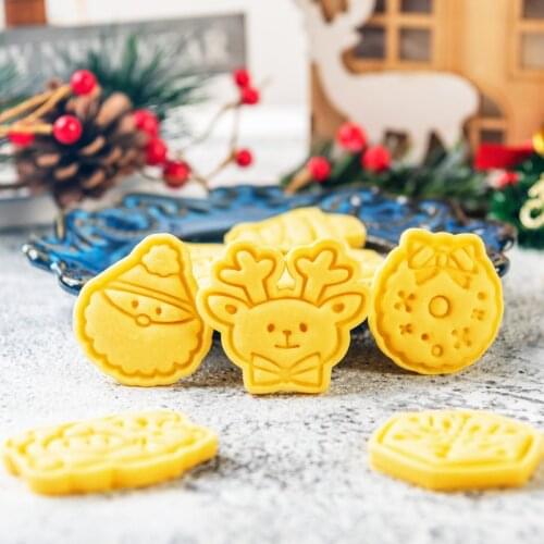 Happy Christmas Mini Cookie Mold Stamp Cutter Cute Cartoon Biscuit Mold DIY Fondant Cake Mold Baking Decorating Tools