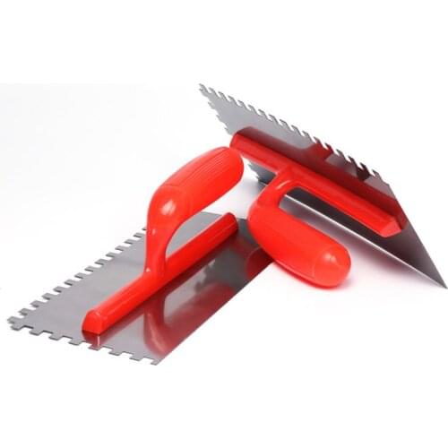 1pc 28x12cm Plastering Finishing stainless steel Trowel Plastic Handle Notched Square 6x6mm 8x8mm Finishing