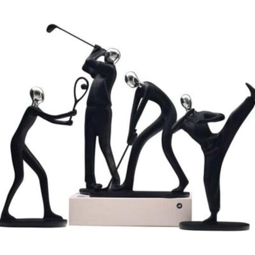 Modern Abstract Black Sports Sculpture Portrait Statue Resin Jewelry Home Decoration Accessories Gift Geometry Resin Sculpture